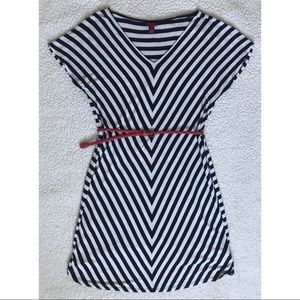 Merona Navy & Ivory Chevron Dress / belt
